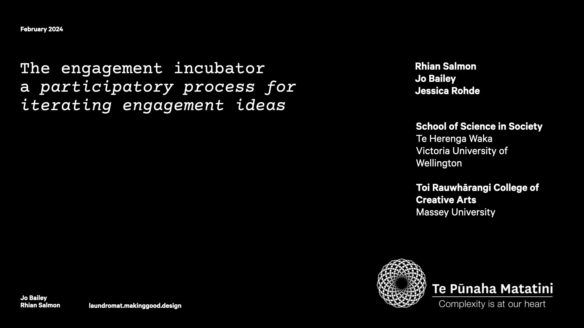 Title slide: The engagement incubator  a participatory process for iterating engagement ideas